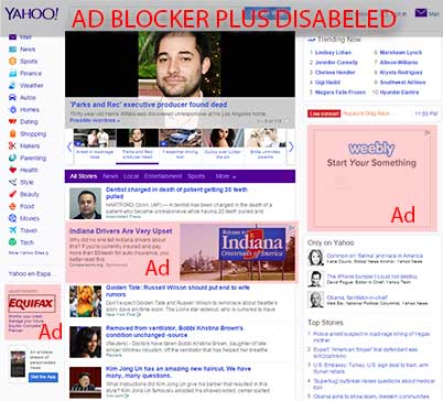 AdBlocker Disabled on Yahoo