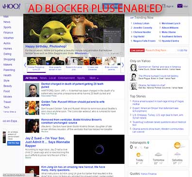 AdBlocker Enabled on Yahoo
