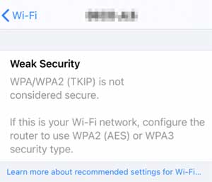 Weak Wifi Security iPhone