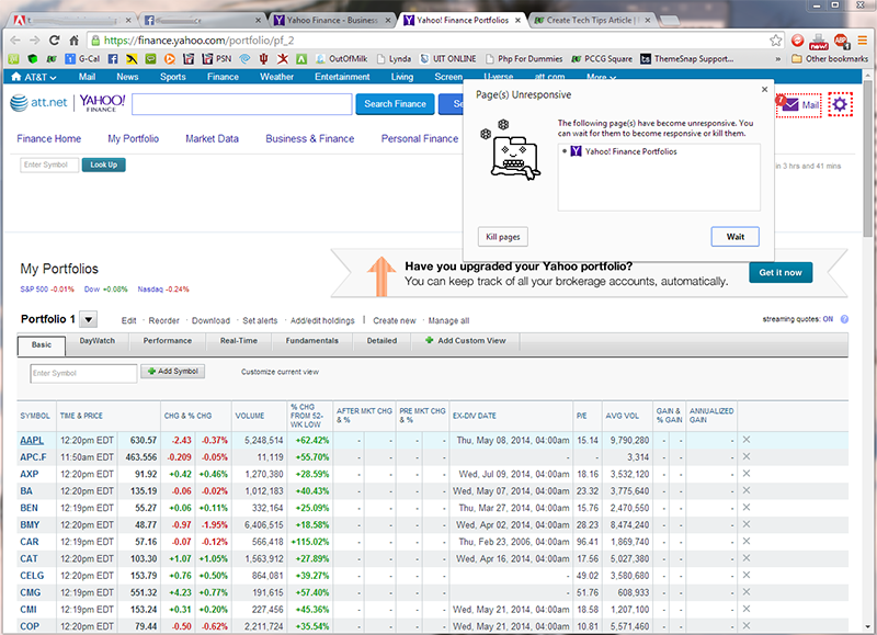 Help for Yahoo Finance for Web