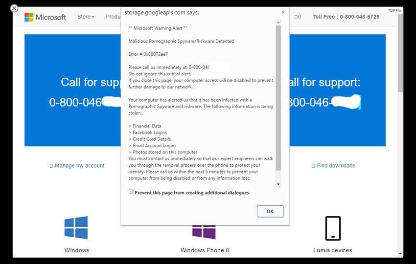 Fake Microsoft Warning 2